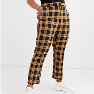 ASOS Curve Black Orange Plaid Pants Halloween